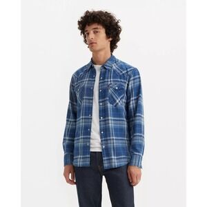 Levi's Men's Western Classic Fit Long Sleeve Button-Down Shirt - Crater Indigo M